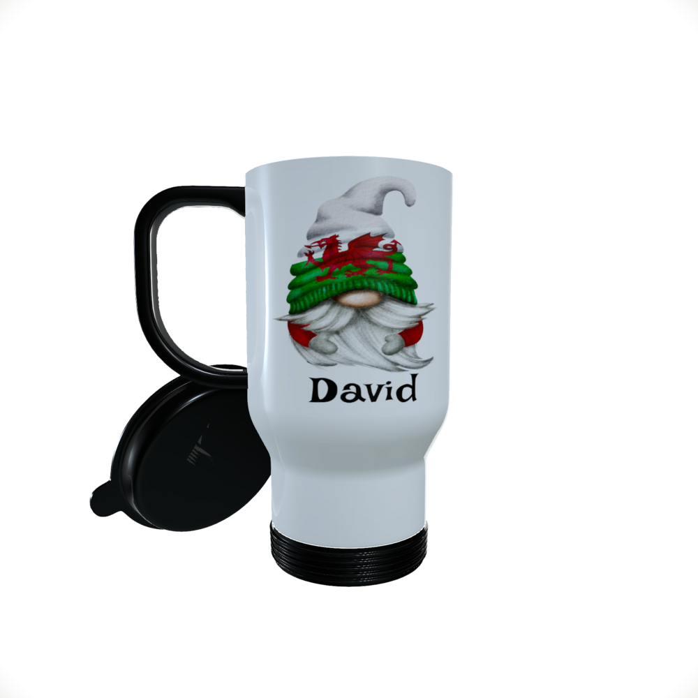 Patriotic Gnome Travel Mug, Wales Gnome, Daffodil Coffee Mug